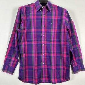 Southern Tide Men's Size Medium Classic Fit Purple Pink Plaid Button Down Shirt